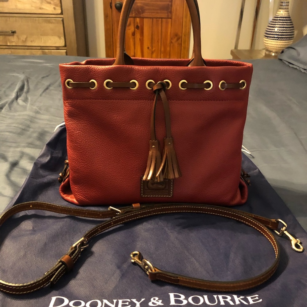 Dooney & Bourke Pebble Leather Tassle Tote Crossbody